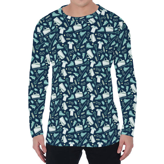 Lacrosse Equipment Pattern Print Men's Long Sleeve T-Shirt