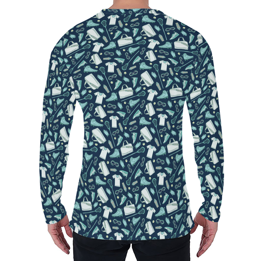 Lacrosse Equipment Pattern Print Men's Long Sleeve T-Shirt