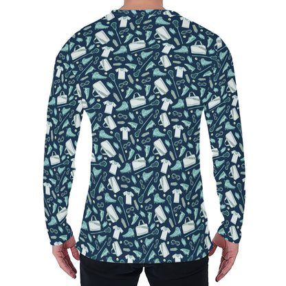 Lacrosse Equipment Pattern Print Men's Long Sleeve T-Shirt