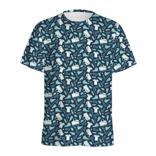 Lacrosse Equipment Pattern Print Men's Sports T-Shirt