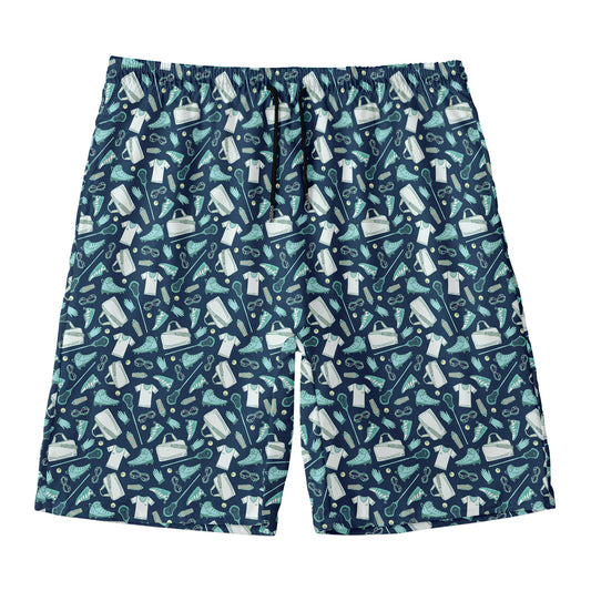 Lacrosse Equipment Pattern Print Men's Swim Trunks