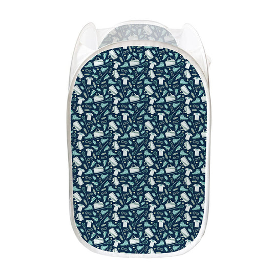 Lacrosse Equipment Pattern Print Mesh Laundry Hamper