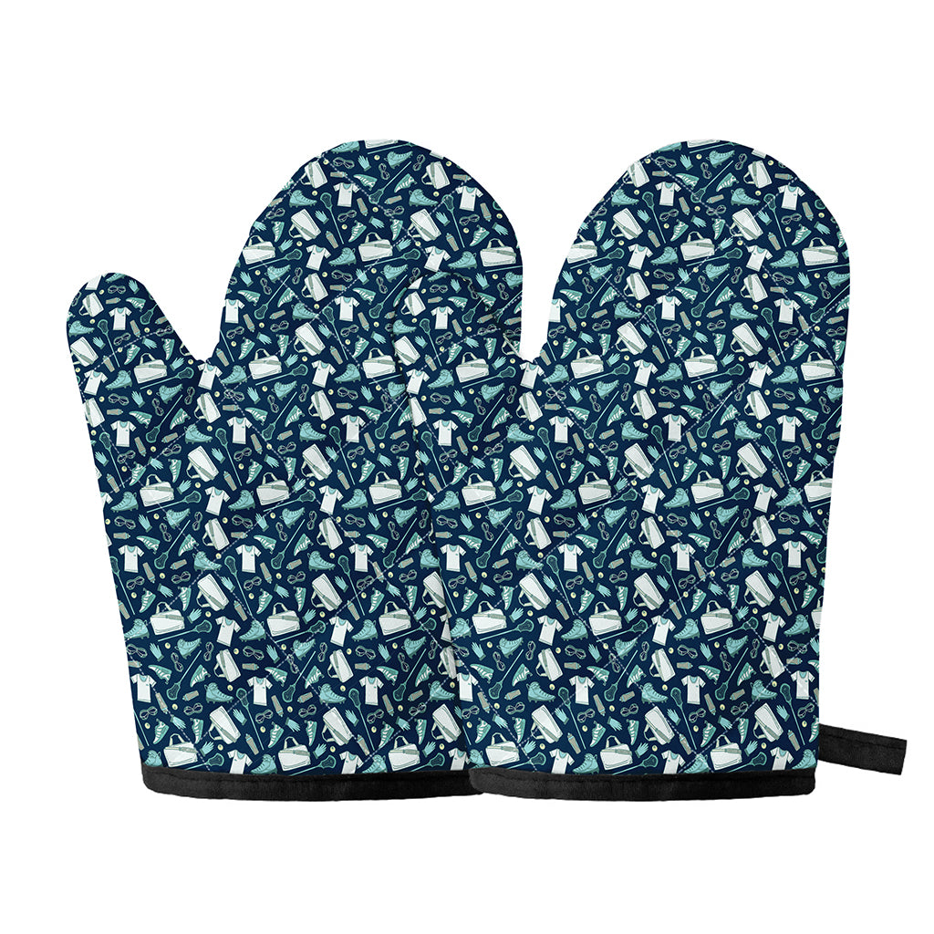 Lacrosse Equipment Pattern Print Oven Mitts