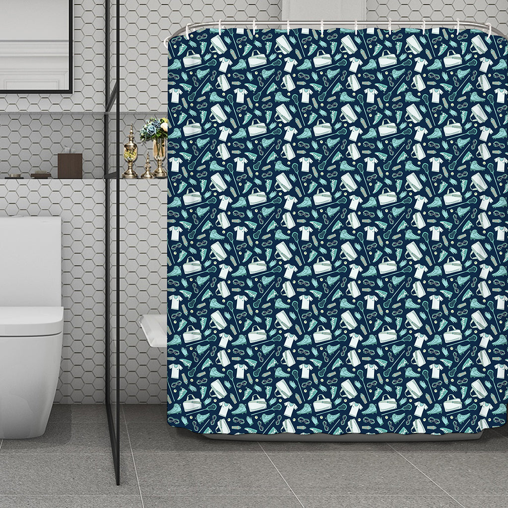 Lacrosse Equipment Pattern Print Polyester Shower Curtain