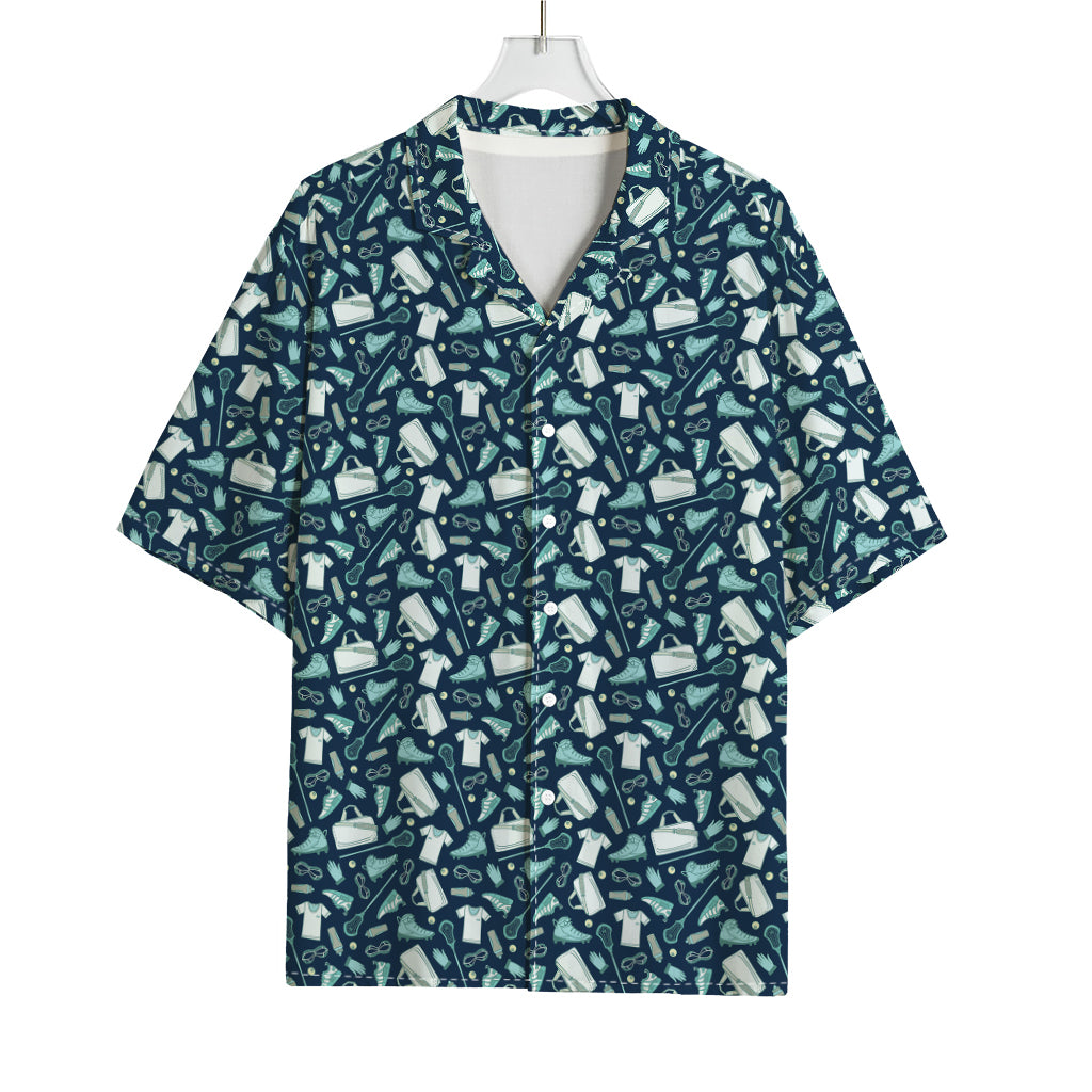 Lacrosse Equipment Pattern Print Rayon Hawaiian Shirt