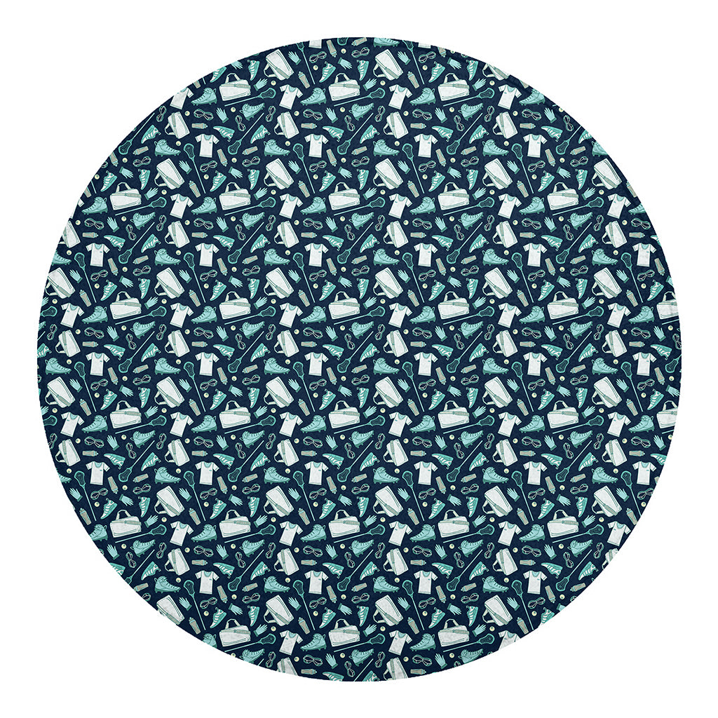 Lacrosse Equipment Pattern Print Round Blanket