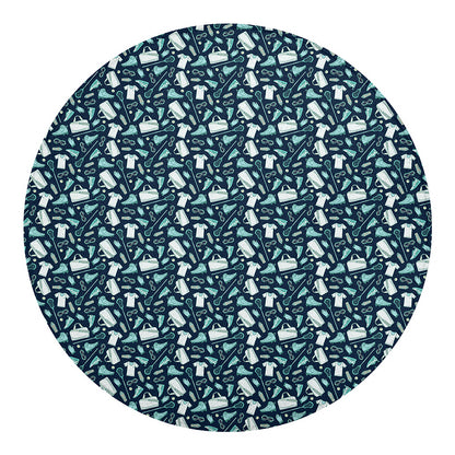 Lacrosse Equipment Pattern Print Round Blanket