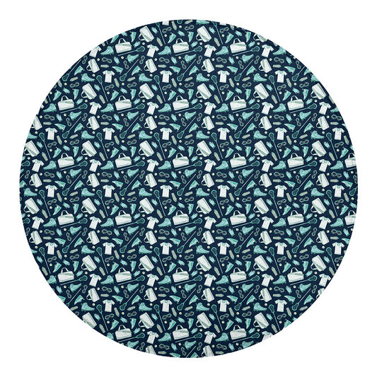 Lacrosse Equipment Pattern Print Round Blanket