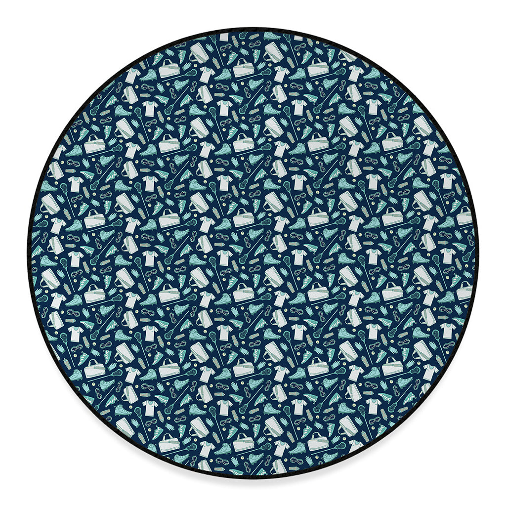 Lacrosse Equipment Pattern Print Round Floor Mat