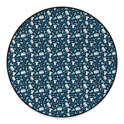 Lacrosse Equipment Pattern Print Round Floor Mat