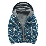 Lacrosse Equipment Pattern Print Sherpa Lined Zip Up Hoodie