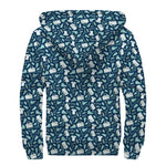 Lacrosse Equipment Pattern Print Sherpa Lined Zip Up Hoodie