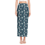 Lacrosse Equipment Pattern Print Side Slit Maxi Skirt