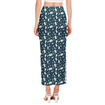 Lacrosse Equipment Pattern Print Side Slit Maxi Skirt