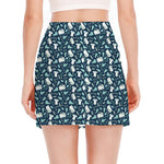 Lacrosse Equipment Pattern Print Side Slit Mini Skirt