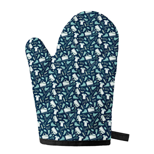 Lacrosse Equipment Pattern Print Single Oven Mitt