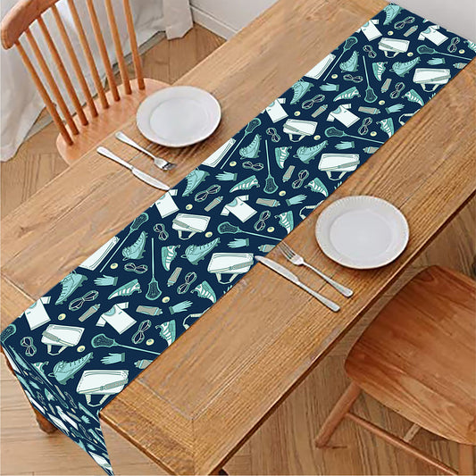 Lacrosse Equipment Pattern Print Table Runner
