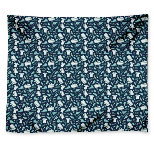 Lacrosse Equipment Pattern Print Tapestry