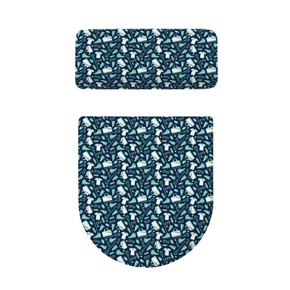 Lacrosse Equipment Pattern Print Toilet Lid And Tank Cover Set