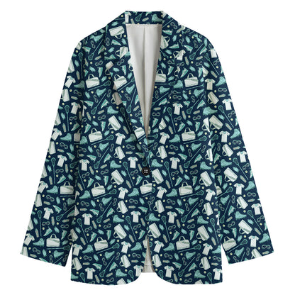 Lacrosse Equipment Pattern Print Women's Blazer