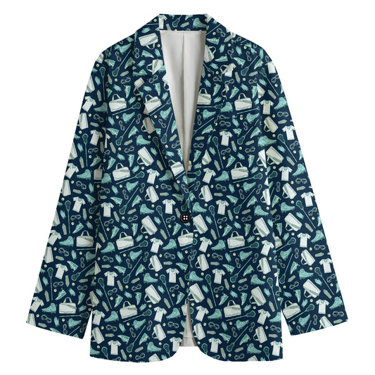 Lacrosse Equipment Pattern Print Women's Blazer