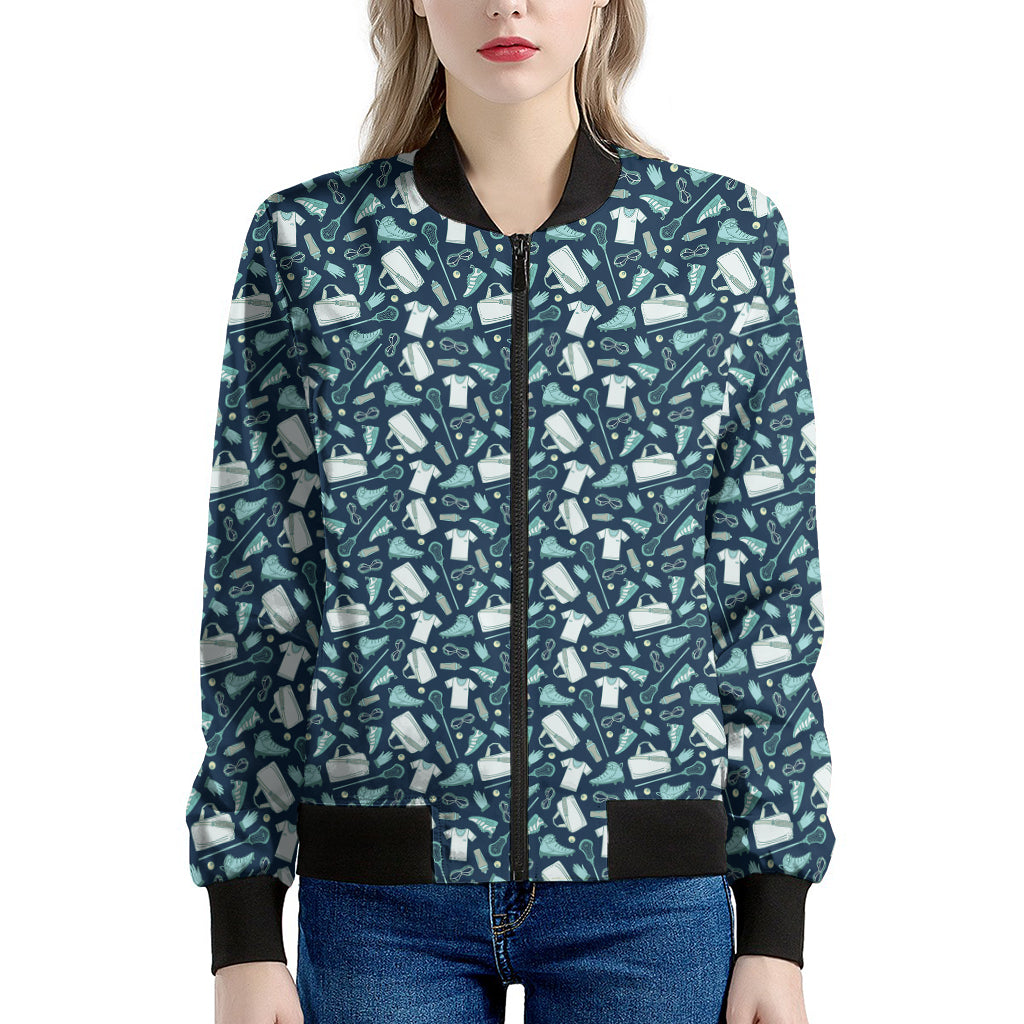 Lacrosse Equipment Pattern Print Women's Bomber Jacket