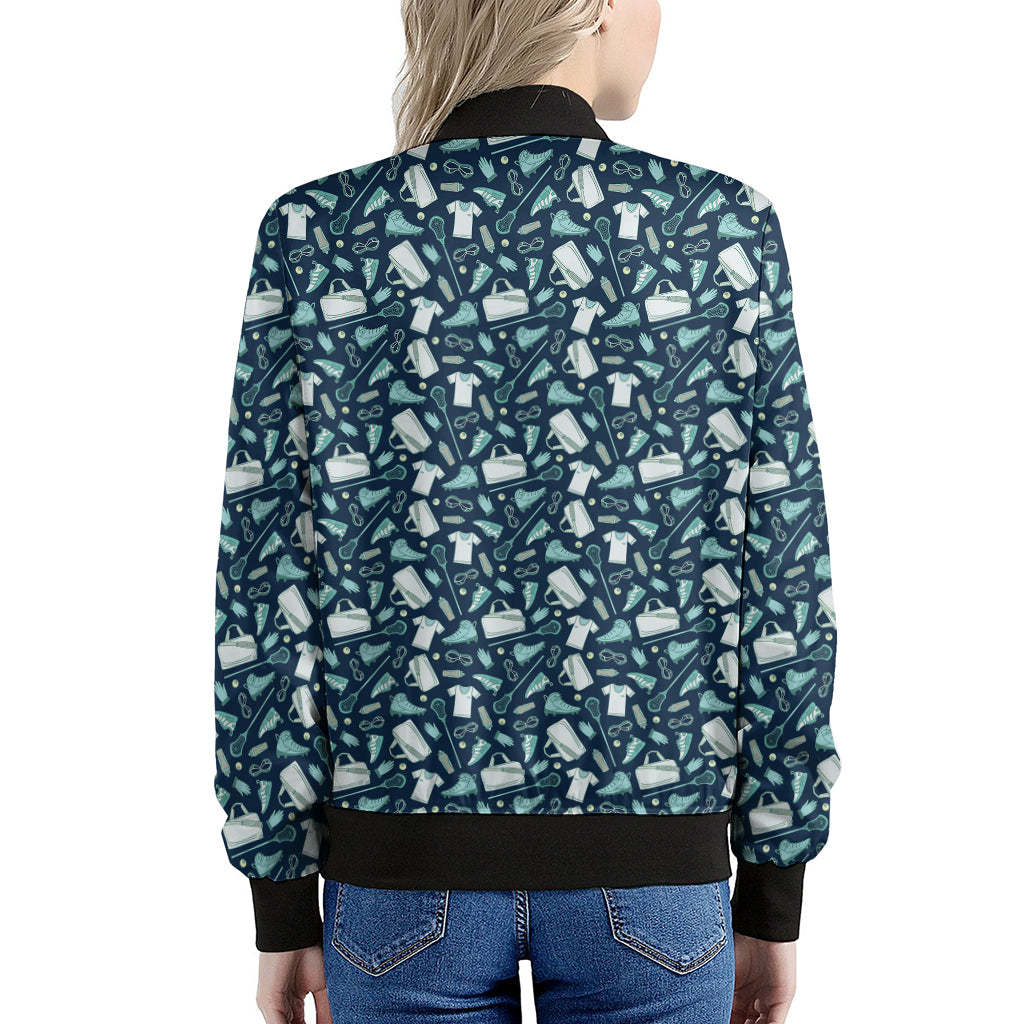 Lacrosse Equipment Pattern Print Women's Bomber Jacket