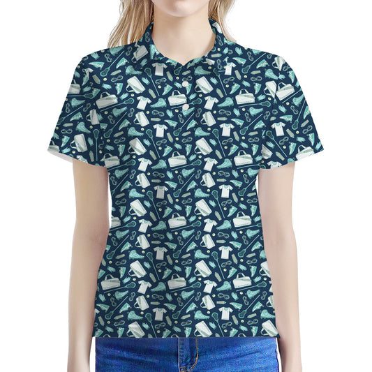 Lacrosse Equipment Pattern Print Women's Polo Shirt