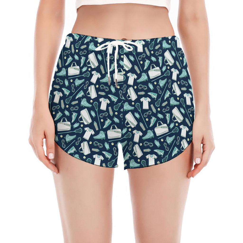 Lacrosse Equipment Pattern Print Women's Split Running Shorts