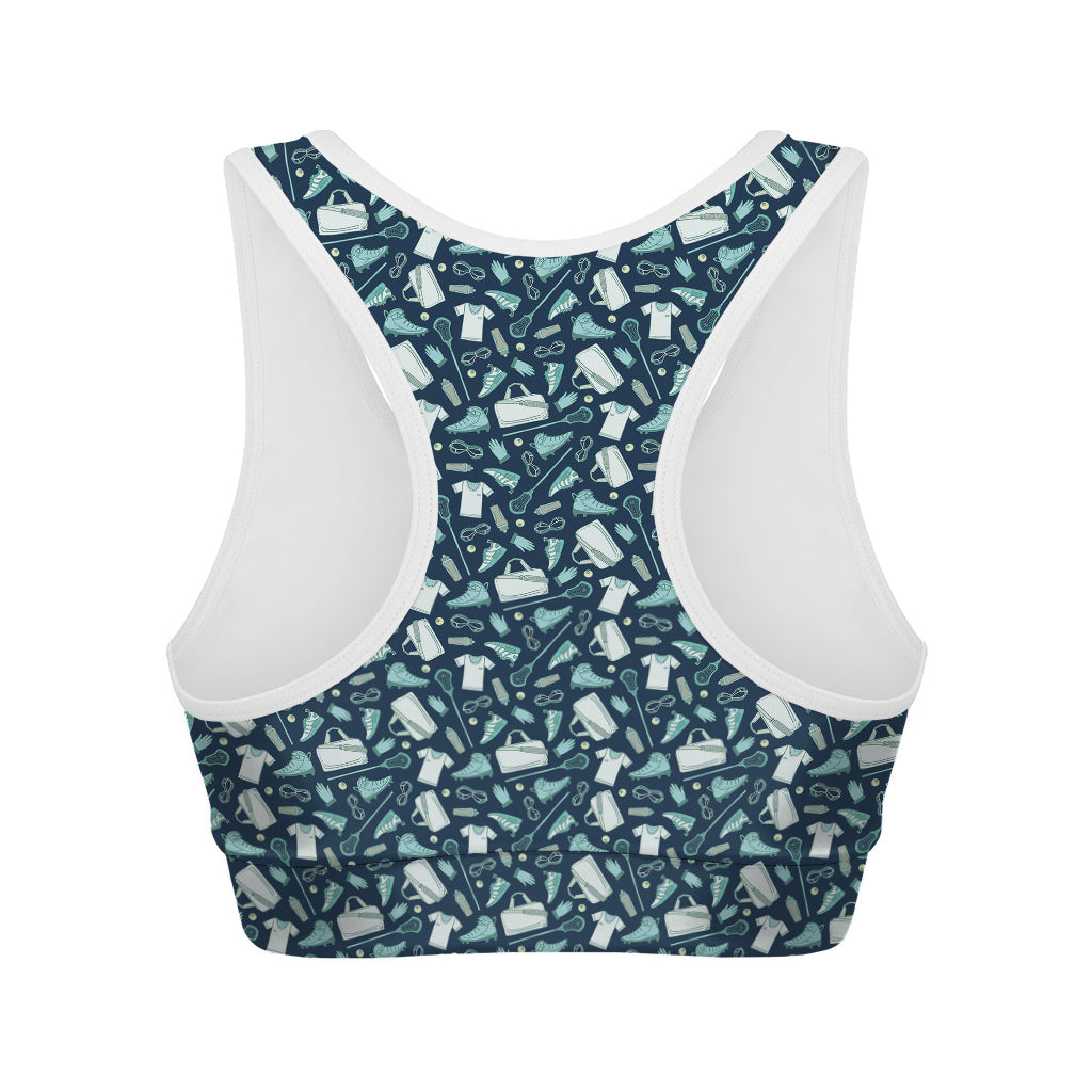 Lacrosse Equipment Pattern Print Women's Sports Bra