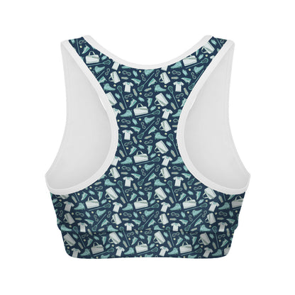Lacrosse Equipment Pattern Print Women's Sports Bra
