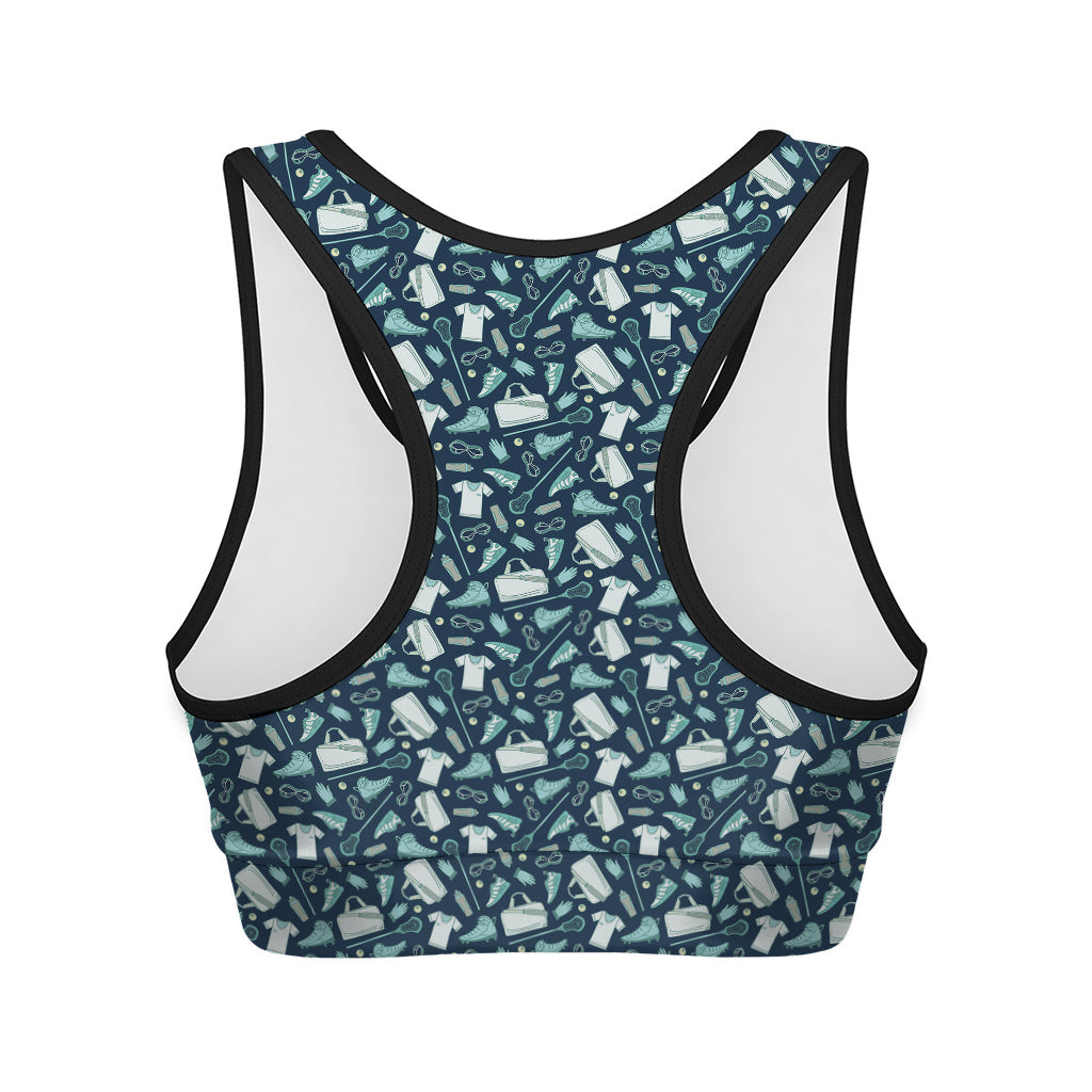 Lacrosse Equipment Pattern Print Women's Sports Bra