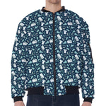 Lacrosse Equipment Pattern Print Zip Sleeve Bomber Jacket