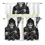 Lacrosse Skull Print 3 Piece Kitchen Curtains