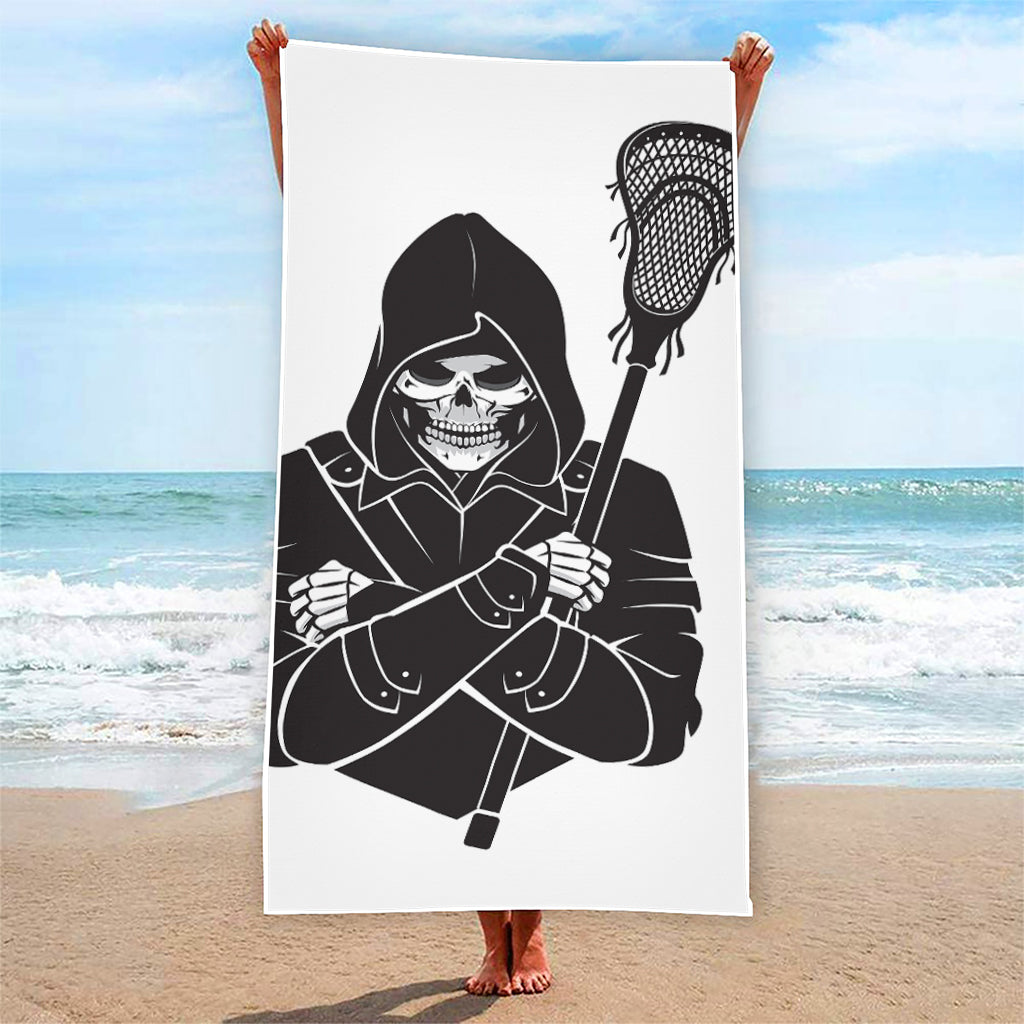 Lacrosse Skull Print Beach Towel