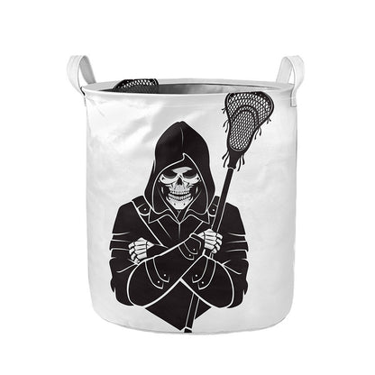 Lacrosse Skull Print Collapsible Laundry Basket