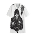 Lacrosse Skull Print Cotton Hawaiian Shirt