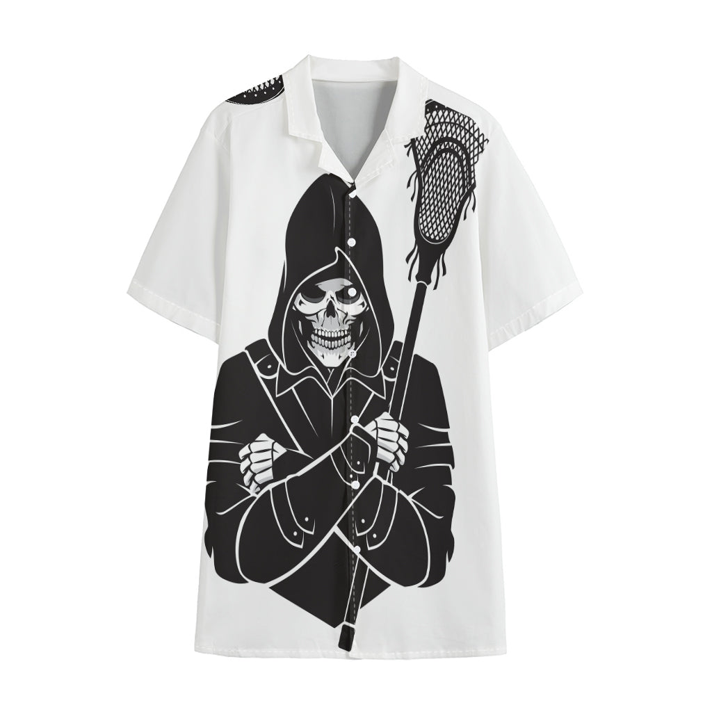 Lacrosse Skull Print Cotton Hawaiian Shirt
