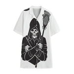 Lacrosse Skull Print Cotton Hawaiian Shirt