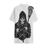 Lacrosse Skull Print Cotton Hawaiian Shirt