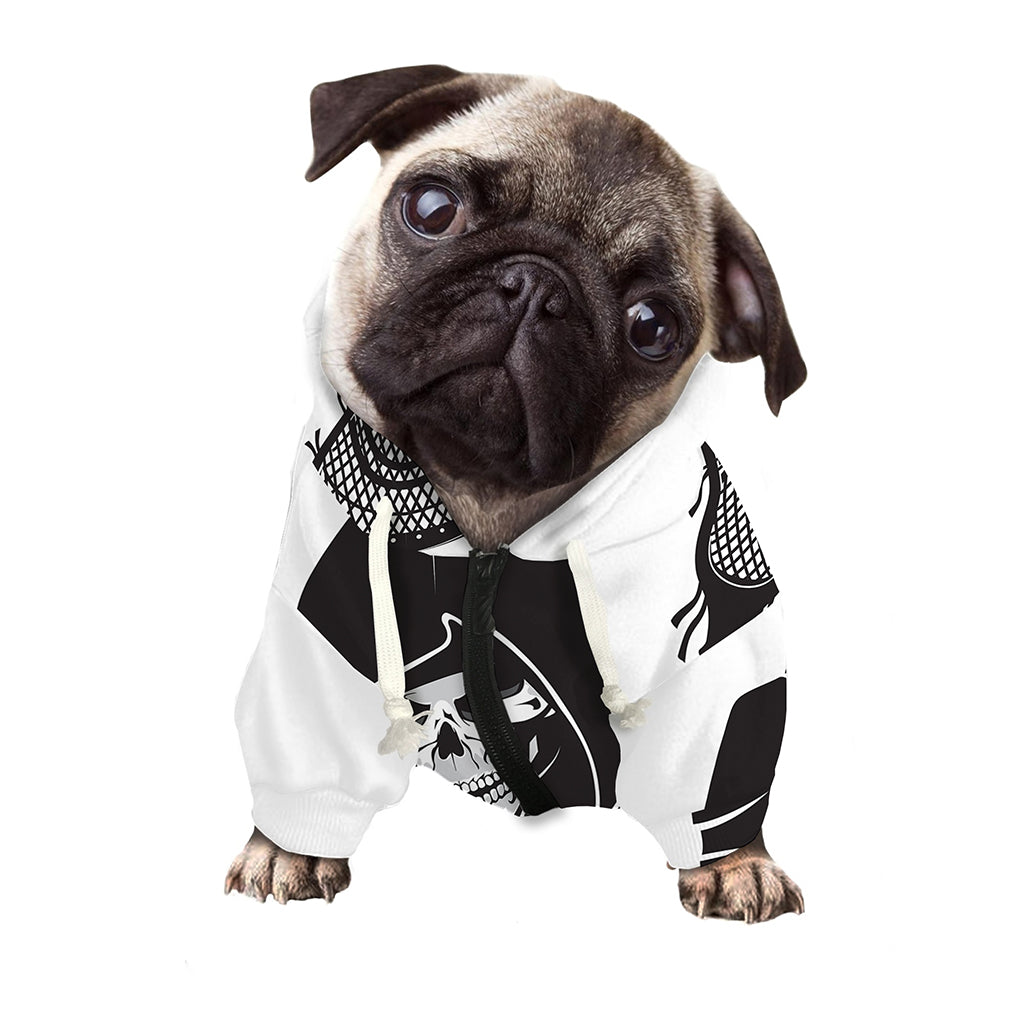 Lacrosse Skull Print Dog Zip Up Hoodie