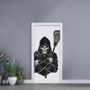 Lacrosse Skull Print Door Sticker