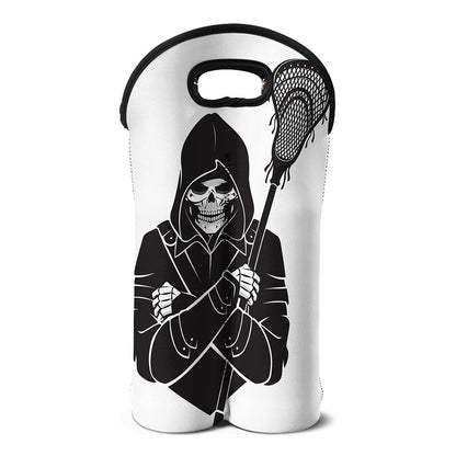 Lacrosse Skull Print Double Neoprene Wine Tote