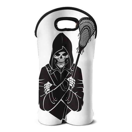 Lacrosse Skull Print Double Neoprene Wine Tote