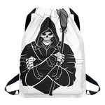Lacrosse Skull Print Drawstring Backpack