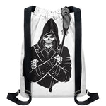 Lacrosse Skull Print Drawstring Backpack