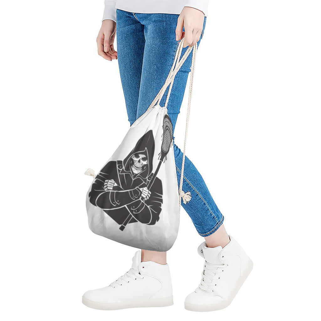 Lacrosse Skull Print Drawstring Bag