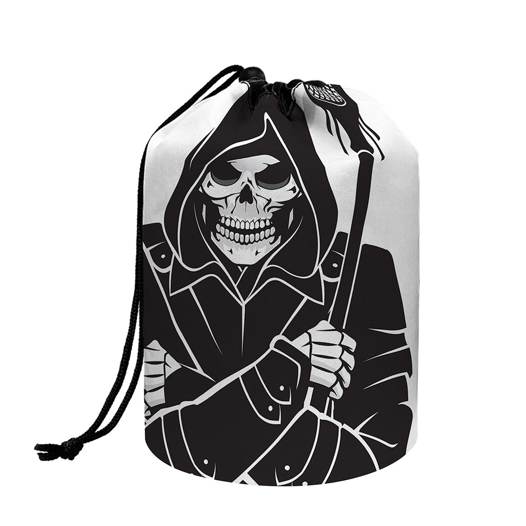 Lacrosse Skull Print Drawstring Makeup Bag