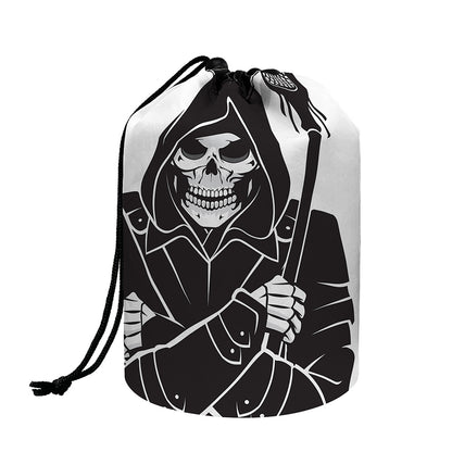 Lacrosse Skull Print Drawstring Makeup Bag
