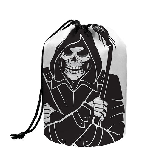 Lacrosse Skull Print Drawstring Makeup Bag
